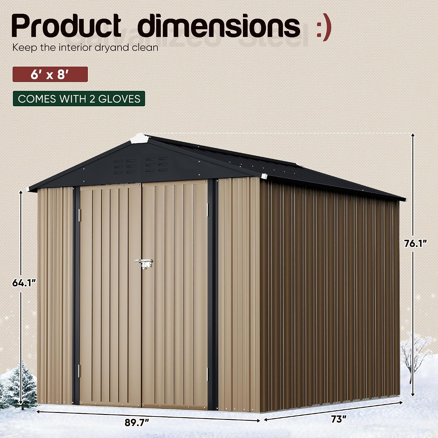 6フィート×4フィートの金属製屋外収納小屋。鍵付きのドア、防 - Garden Tools のレビューと価格
