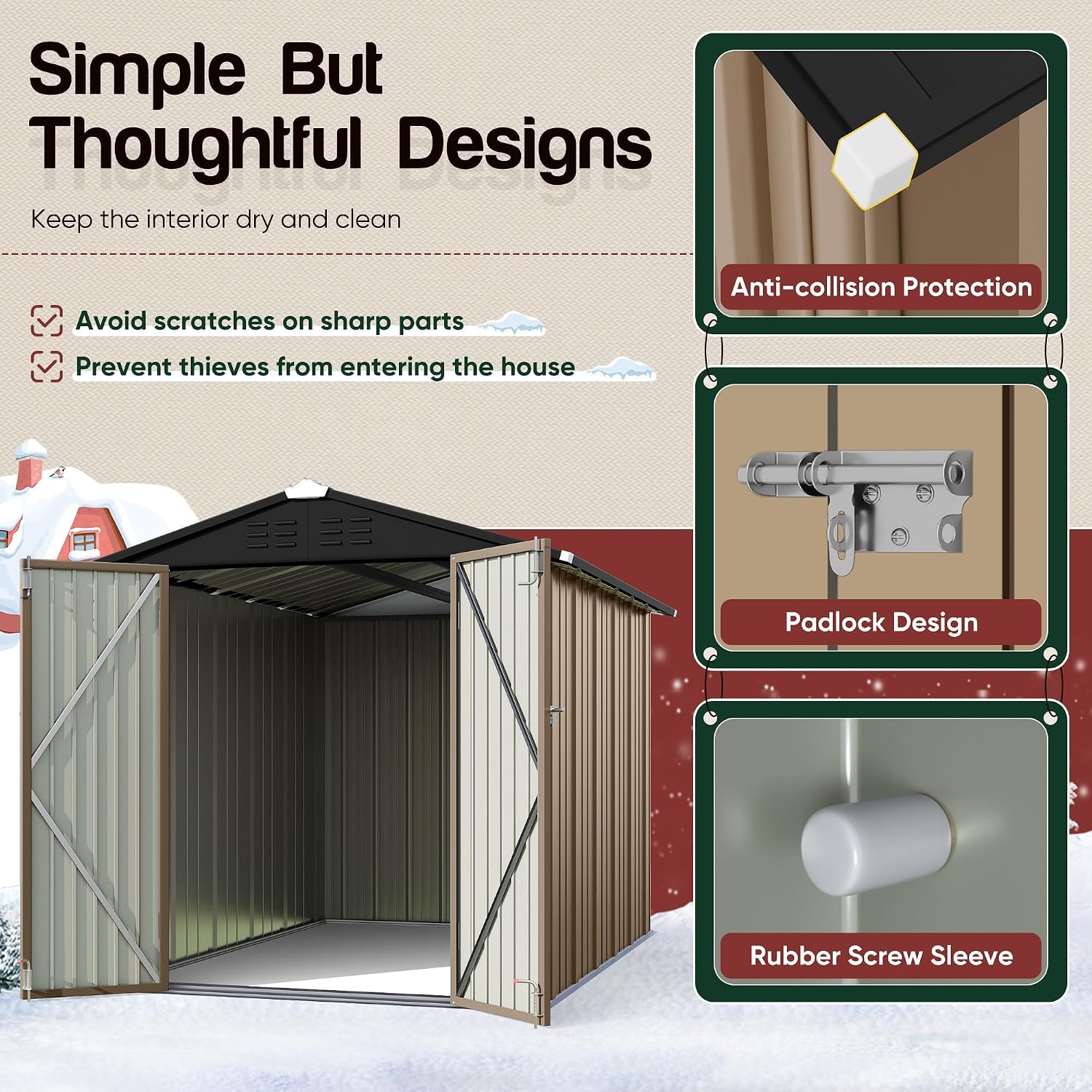 6フィート×4フィートの金属製屋外収納小屋。鍵付きのドア、防 - Garden Tools のレビューと価格