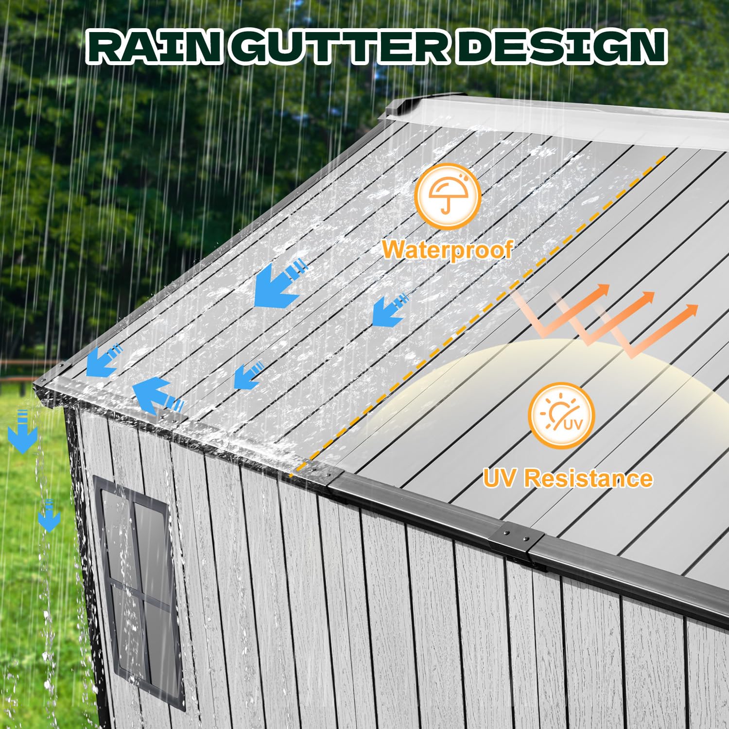 床付きの8フィート×6フィートの樹脂製屋外収納小屋、プラスチ - Garden Tools のレビューと価格
