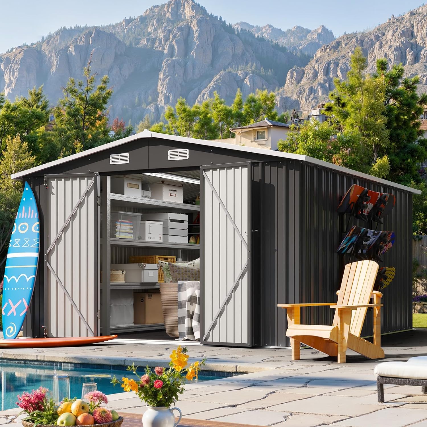 10フィート×12フィートの屋外収納小屋、防水仕様、ガーデニ - Garden Tools のレビューと価格