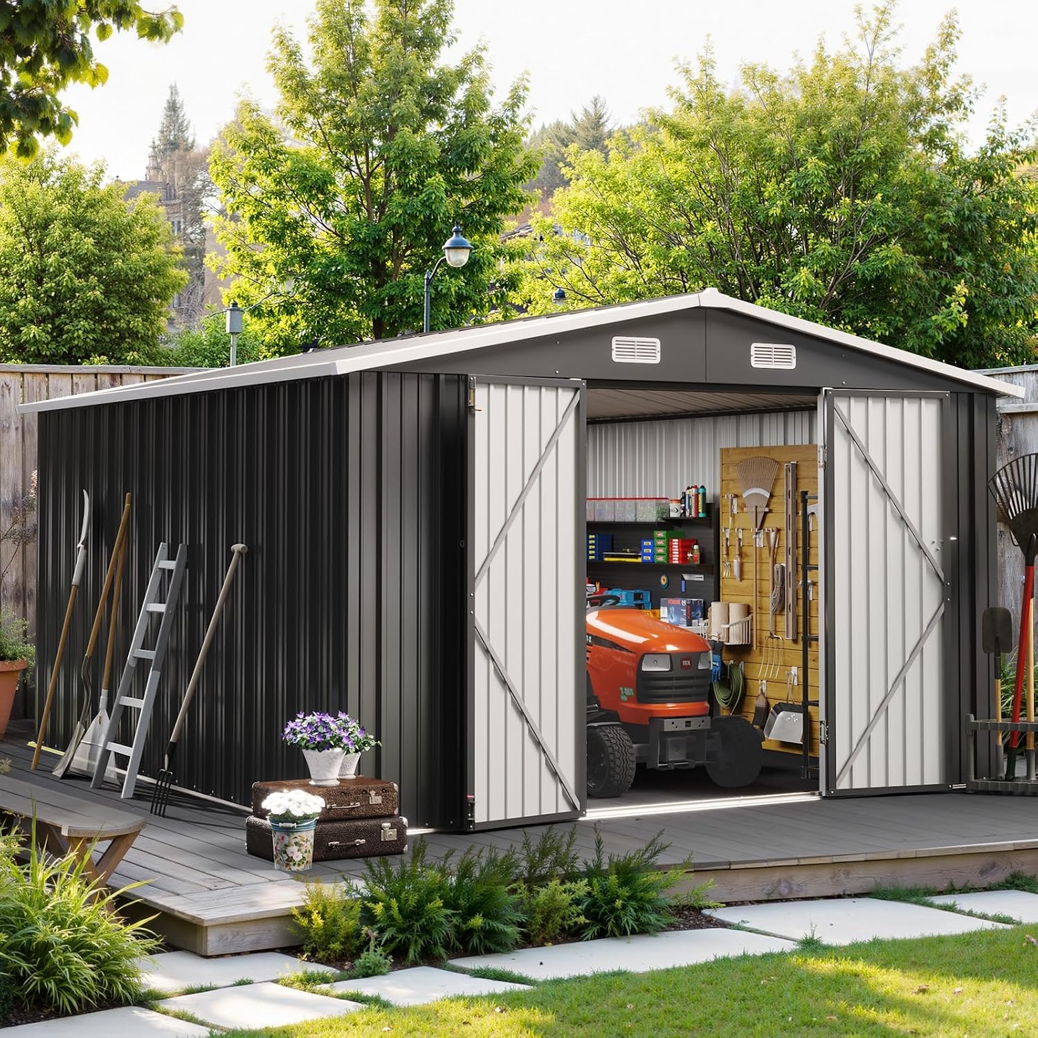10フィート×12フィートの屋外収納小屋、防水仕様、ガーデニ - Garden Tools のレビューと価格