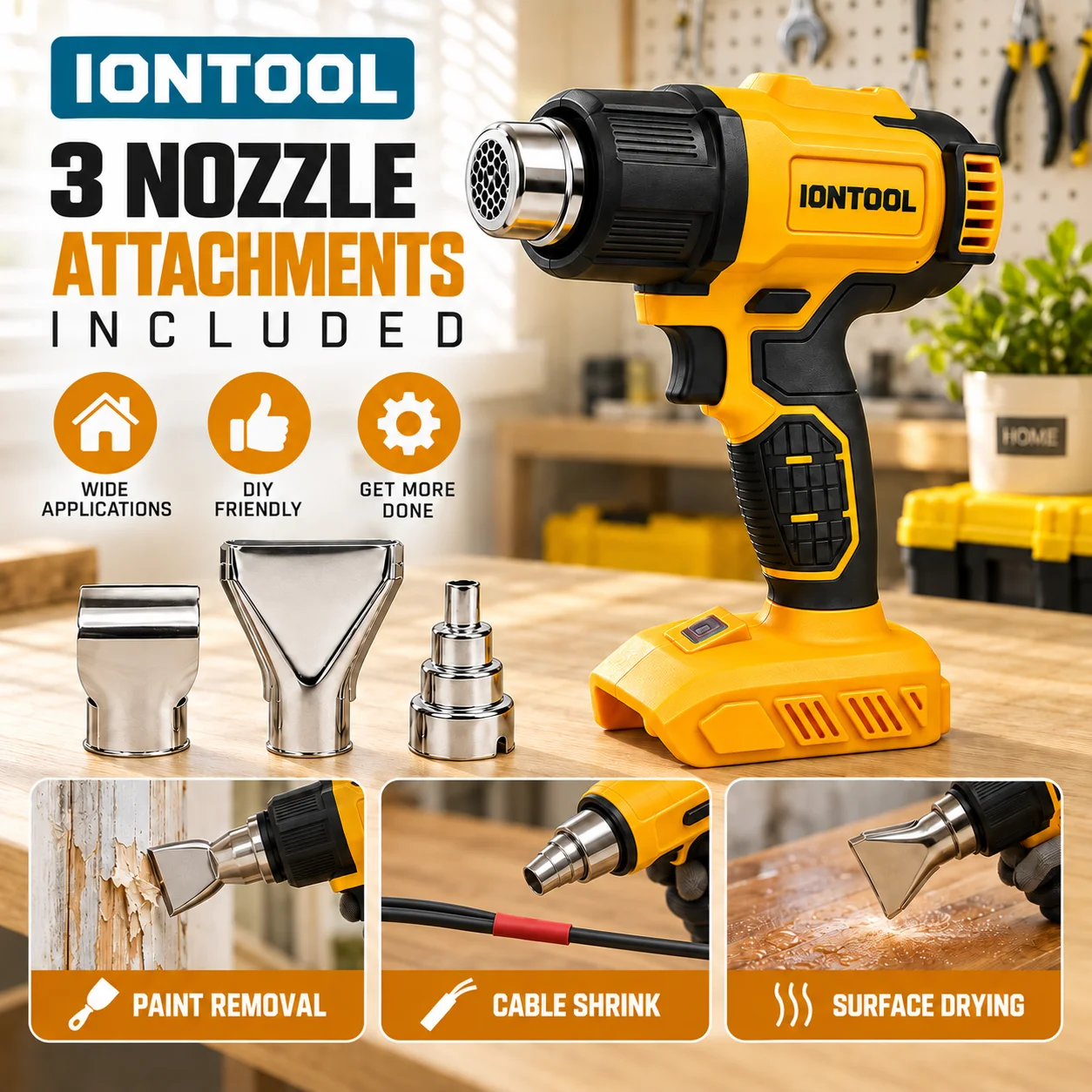 IONTOOL 黄色コードレスヒートガン 550 ℃   家 - Cordless Heat Gun For Shrink Tubing のレビューと価格