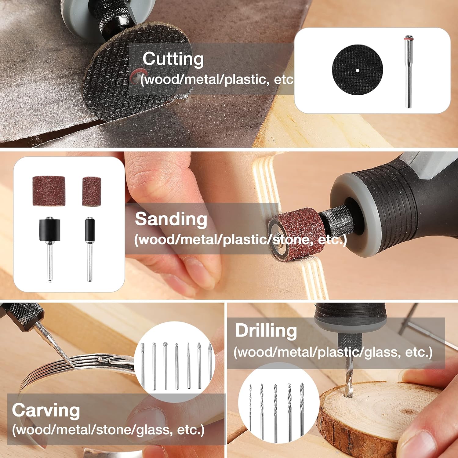 コードレス回転工具キット。木工、彫刻、ペン型工具、DIY、ジ - Cordless Rotary Tool Kit Accessories のレビューと価格
